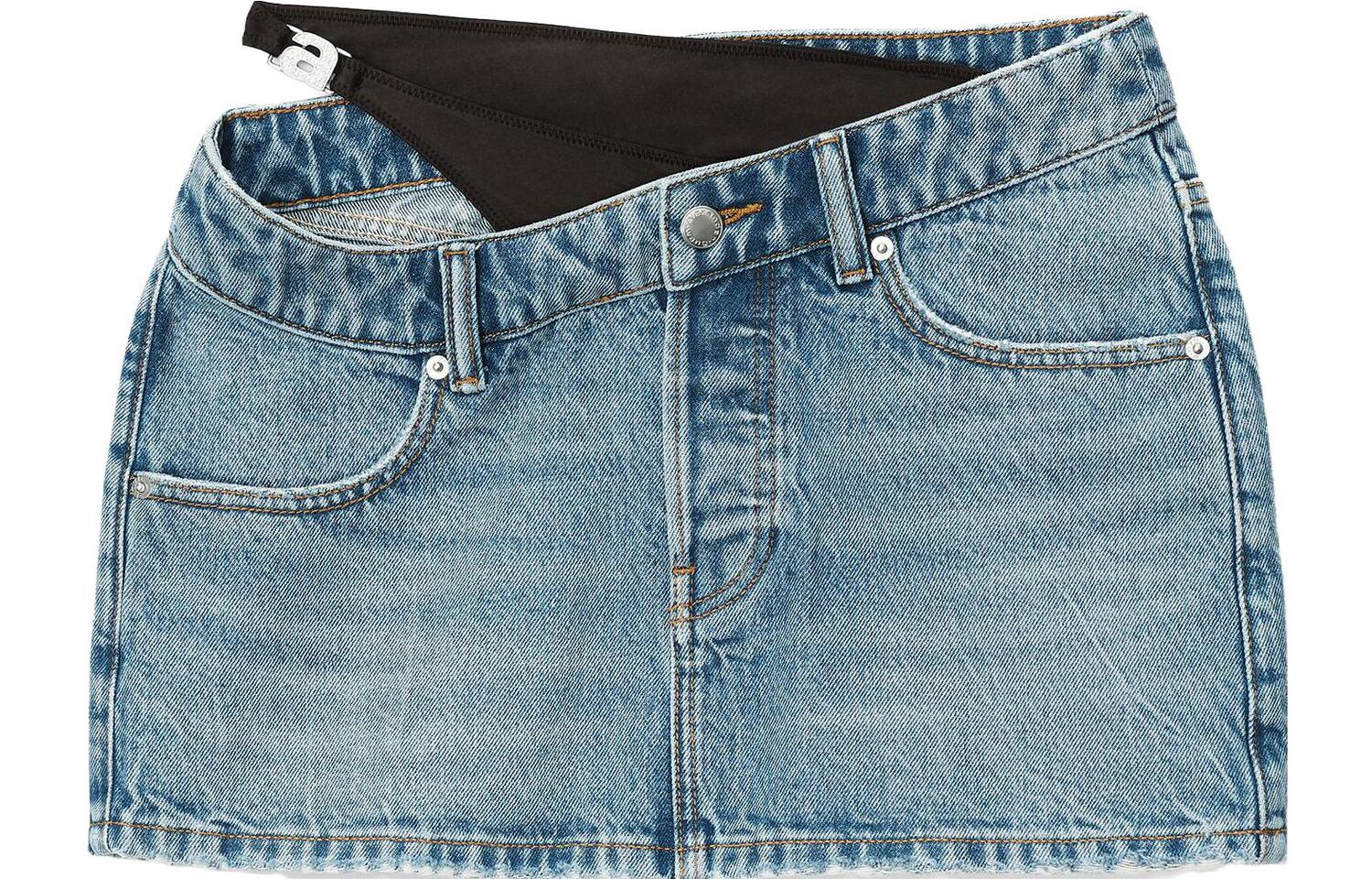 

Асимметричная мини-юбка из денима с бикини-слоем Alexander Wang, синий