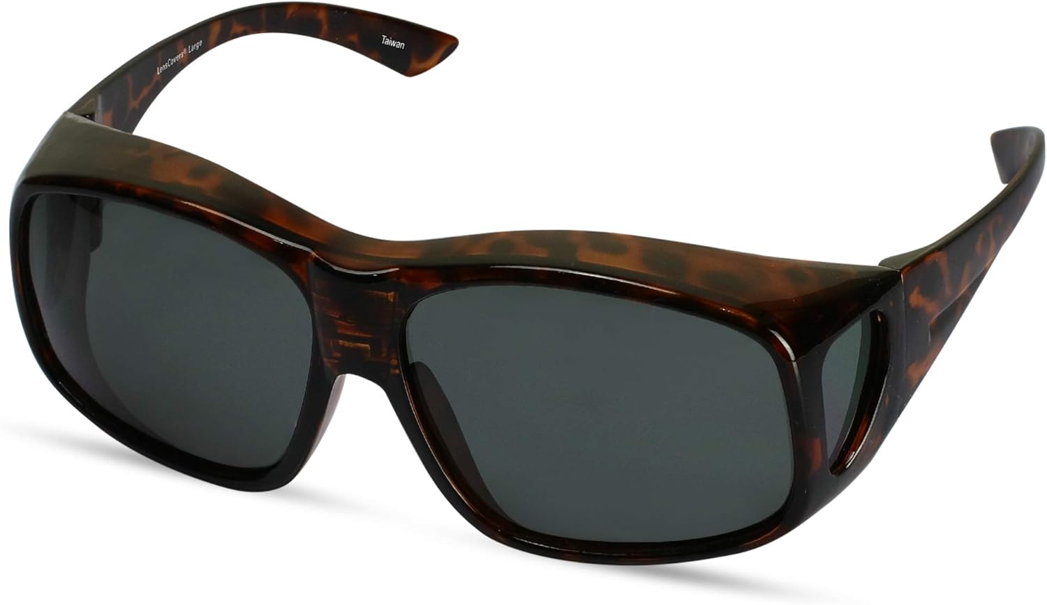 

Солнцезащитные очки LensCovers с поляризованными линзами и обтекаемой формой | Надеваются поверх солнцезащитных очков | Надеваются поверх обычных очков, Large Tortoise With Smoke Lens