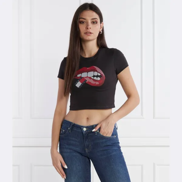 Укороченная футболка Tommy Hilfiger черного цвета — фото 2
