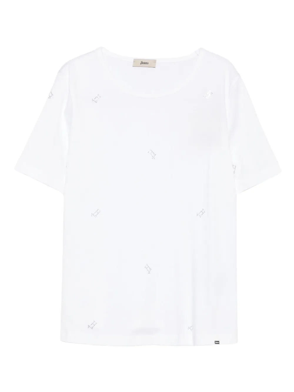 

Футболка с короткими рукавами, украшенная стразами Herno, белый
