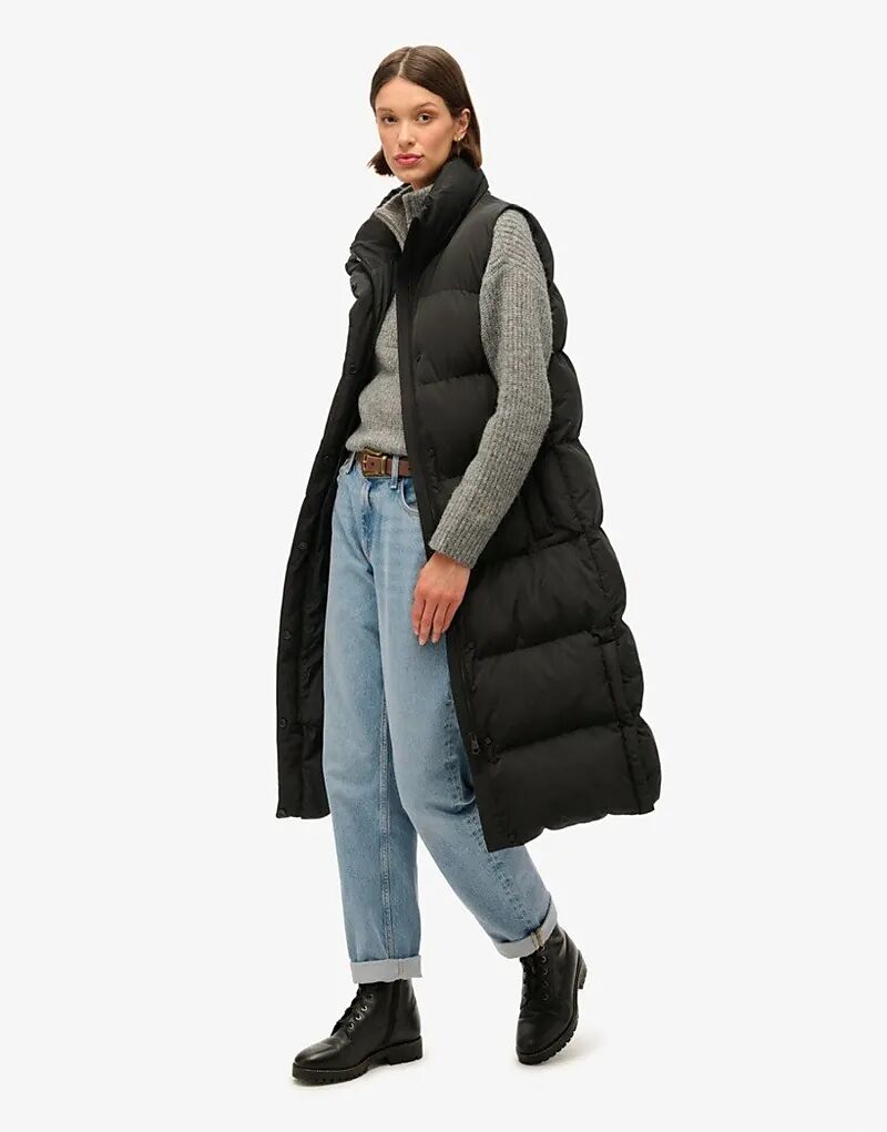 

Длинный стеганый жилет черного цвета Superdry