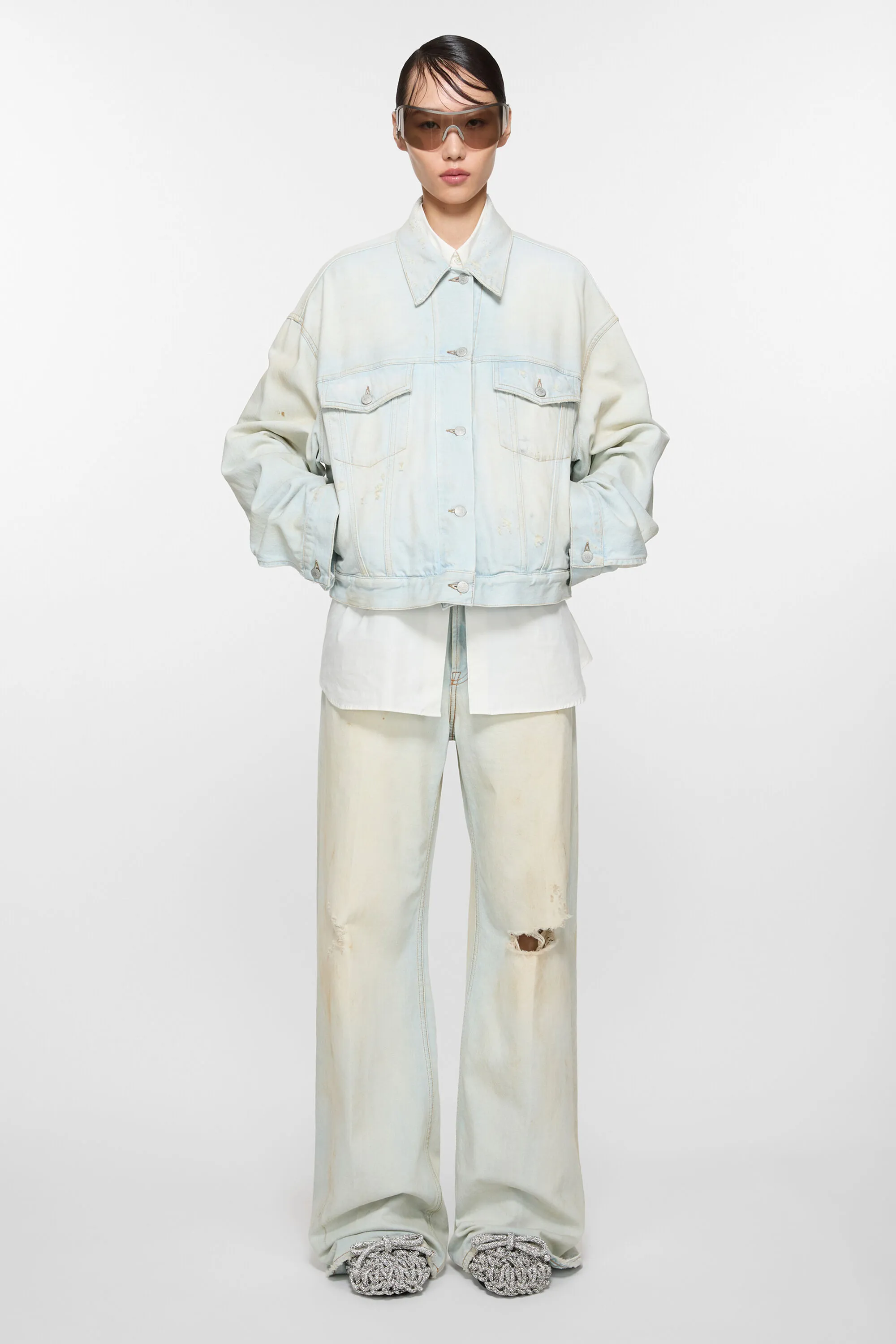 

Джинсовая куртка - Свободный укороченный крой Acne Studios, бело-голубой