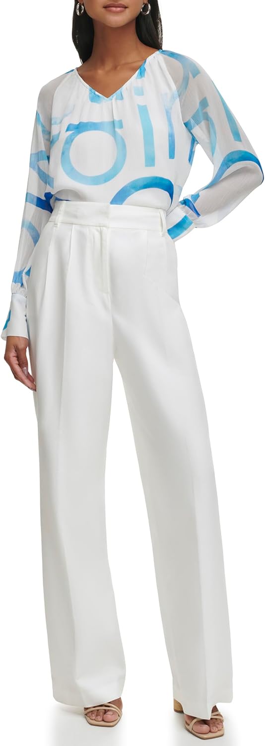 

Женские плиссированные брюки прямого кроя Calvin Klein, Soft White