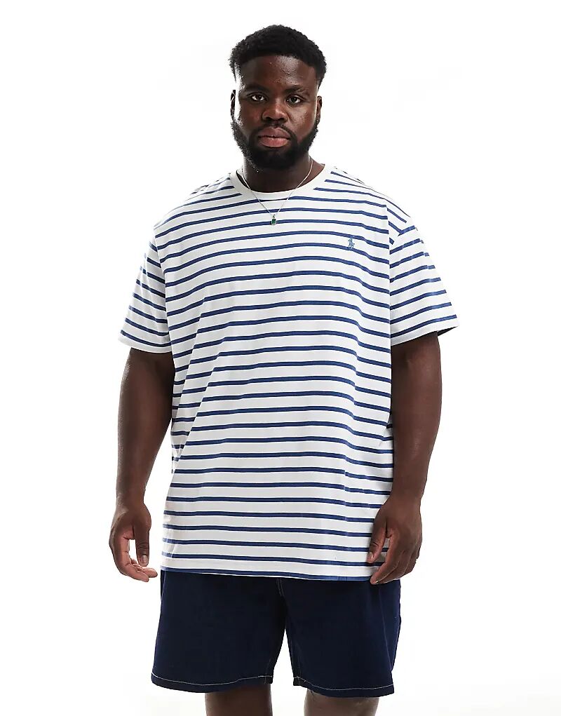 

Футболка Polo Ralph Lauren Big & Tall с логотипом и полосками, классического кроя, белого/синего цвета