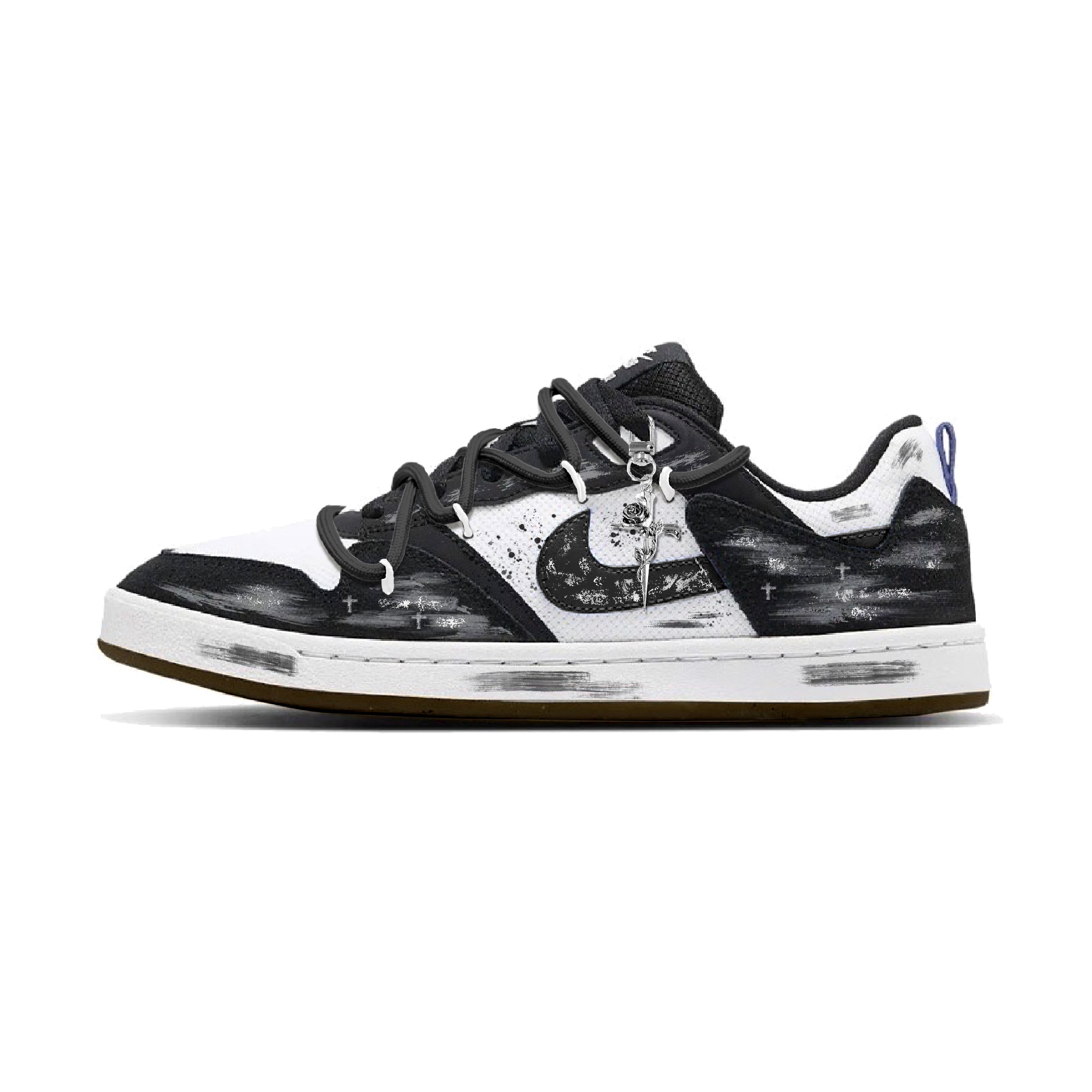 

Nike Кроссовки для скейтбординга SB Alleyoop The Stars And The Moon Shine с амортизацией, износостойкие, низкие, мужские, черно-белые