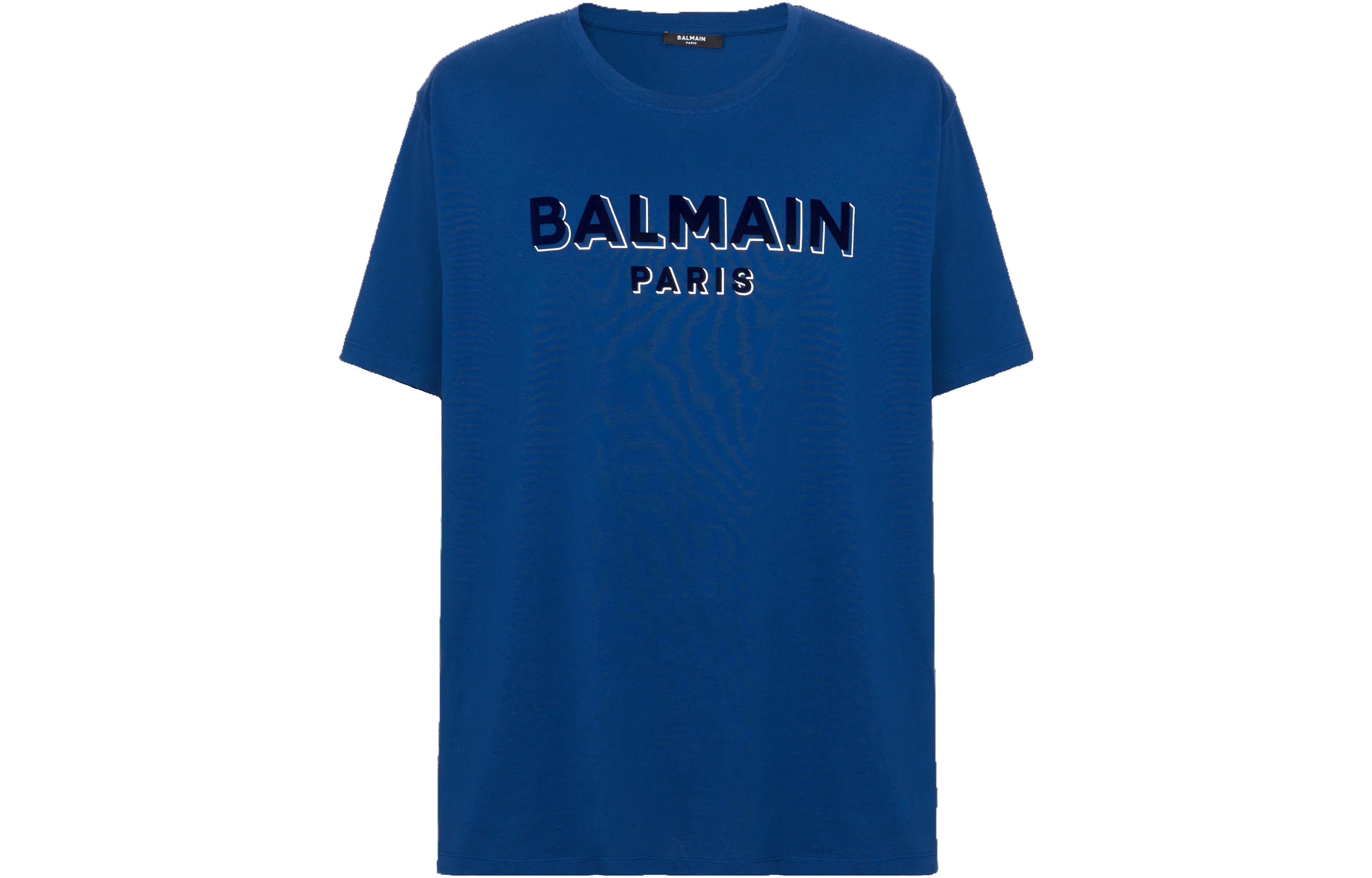 

Футболка BALMAIN с металлическим флоком, морской синий