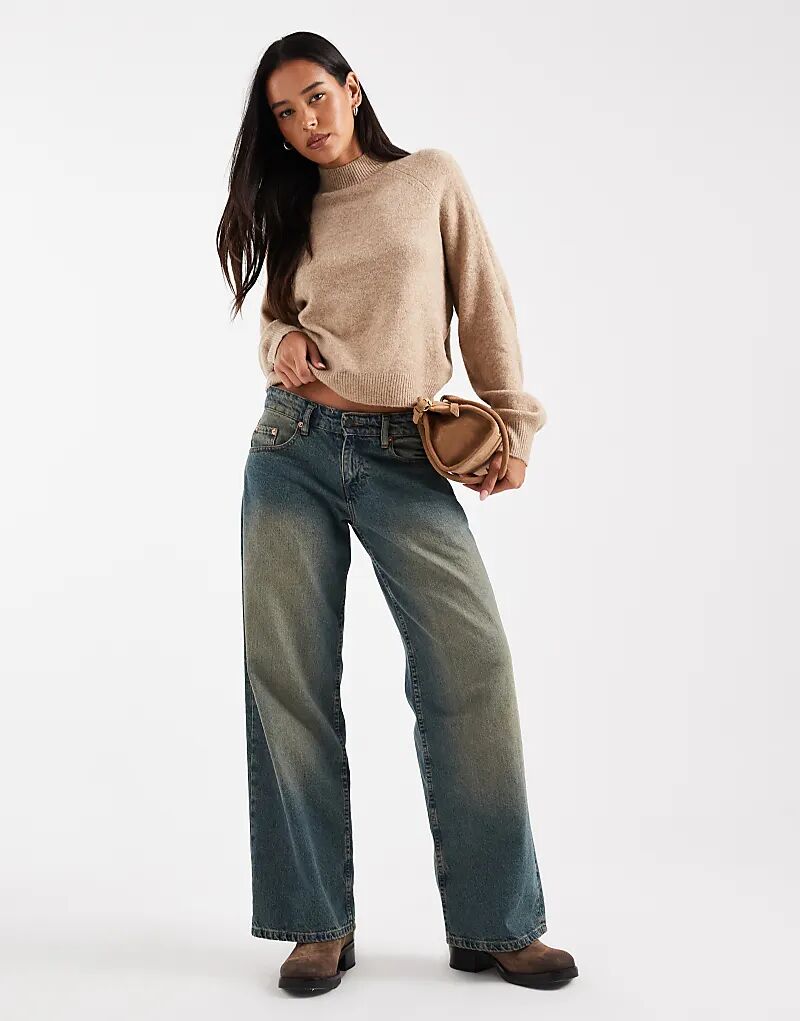 

Джемпер Vero Moda с воротником-стойкой и объемными рукавами из меланжевой норки