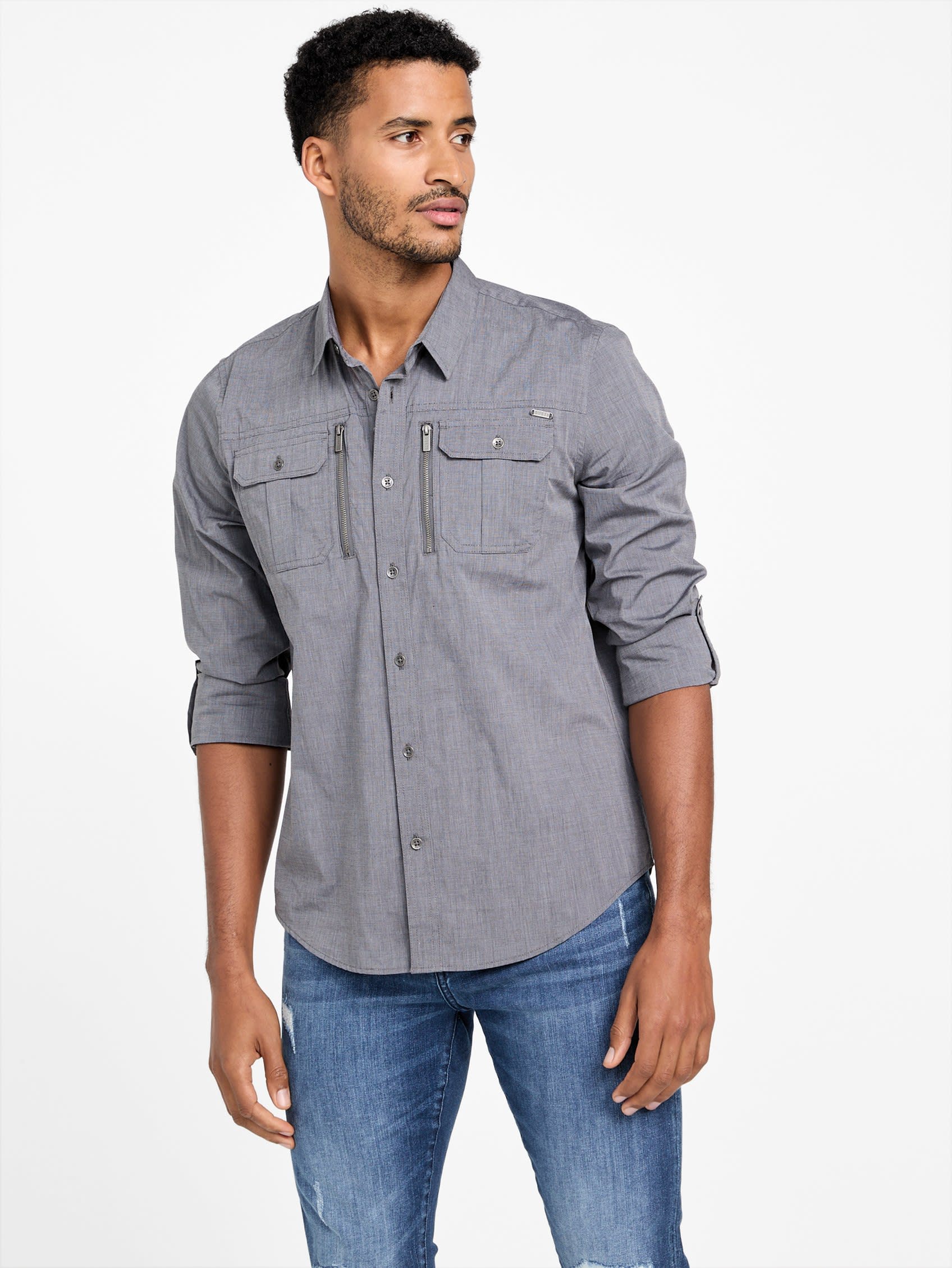 

Рубашка Larry с карманом на молнии Guess Factory, черный