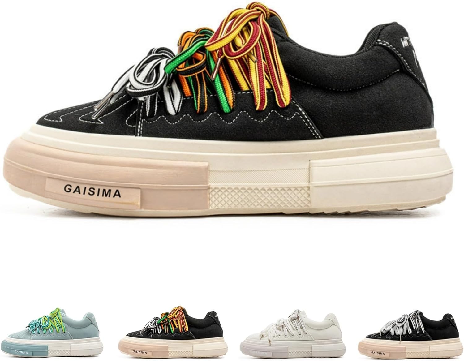 

Мужские модные кроссовки MACEFIL с платформой 7 см, разноцветные шнурки, дышащие, легкие, для ходьбы и скейтборда