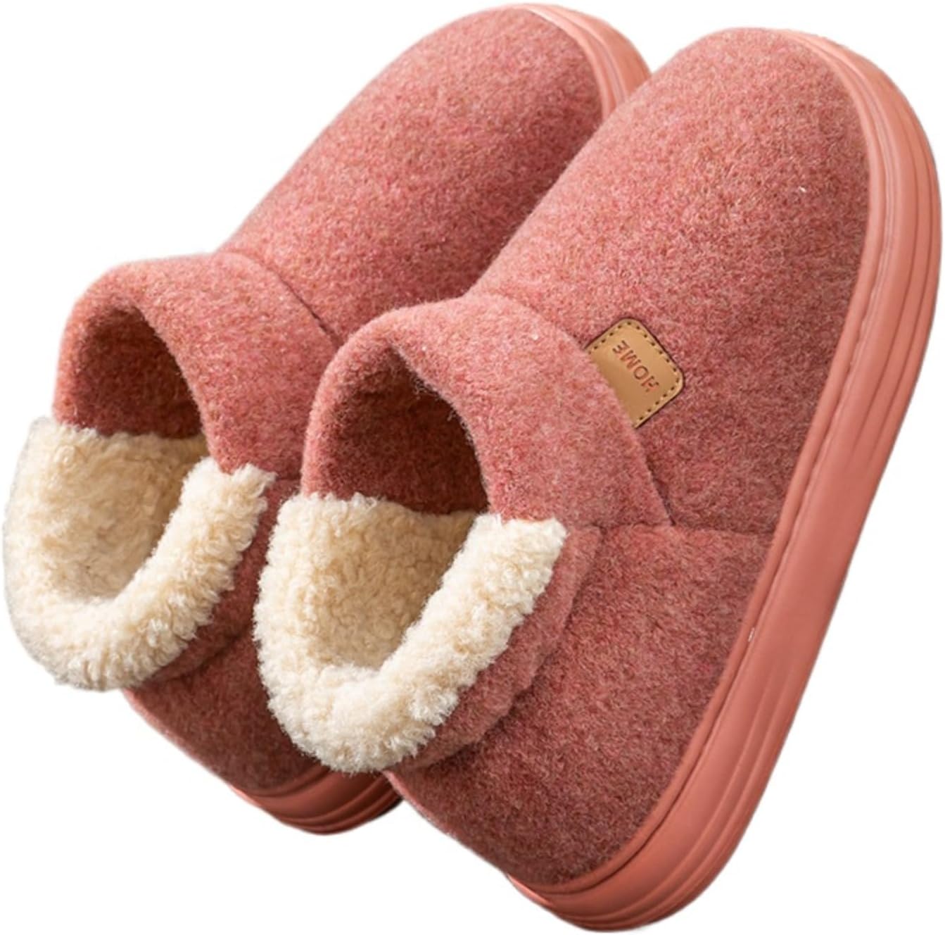 

Мужские плюшевые высокие тапочки Azttoztto, с утолщенной подошвой для дома, с памятью формы, нескользящие теплые тапочки-ботинки для зимы и холодной погоды, красный