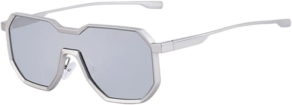 

Женские солнцезащитные очки, цельные, прозрачные с зеркальным покрытием, UV400; мужские солнцезащитные очки панк, металлический блеск, Matte Silver Grey