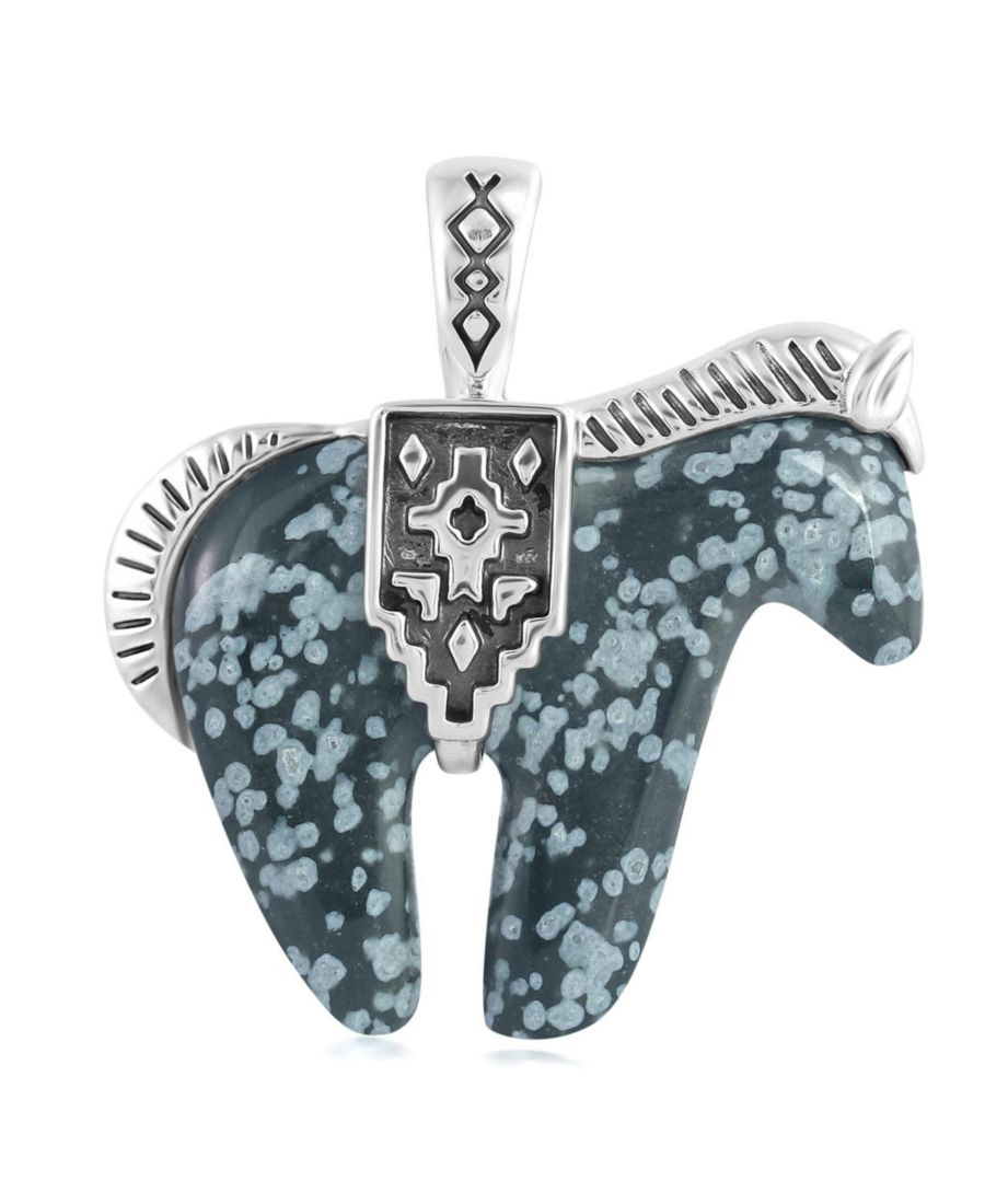 

Подвеска-усилитель в виде лошади из снежинки и обсидиана, изготовленная из стерлингового серебра American West Jewelry, No Color