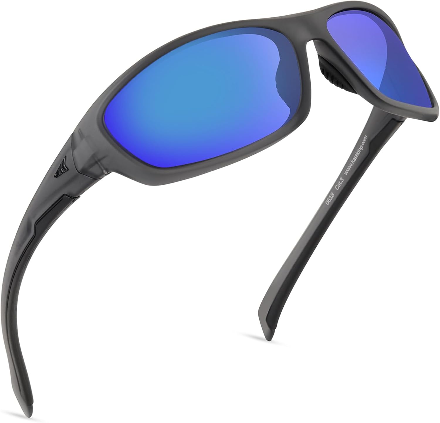 

Поляризованные спортивные солнцезащитные очки KastKing Hiwassee для мужчин и женщин, солнцезащитные очки-обтекатели для рыбалки, велоспорта и бега, защита от УФ-излучения, Frame: Matte Smoke Crystal / Lens: Cobalt Mirror