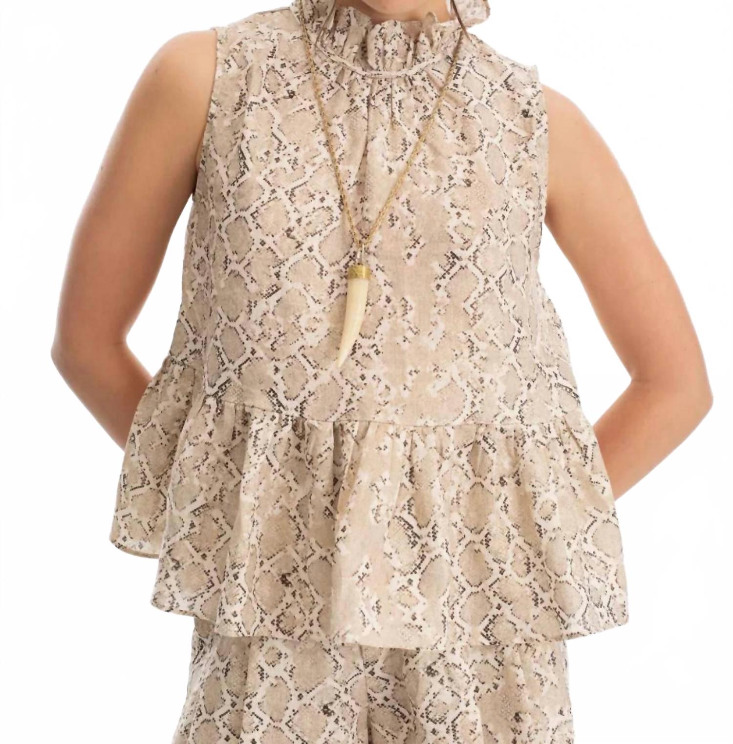 

Льняной топ Daisy Metallic с принтом под змеиную кожу Lanhtropy, snake print