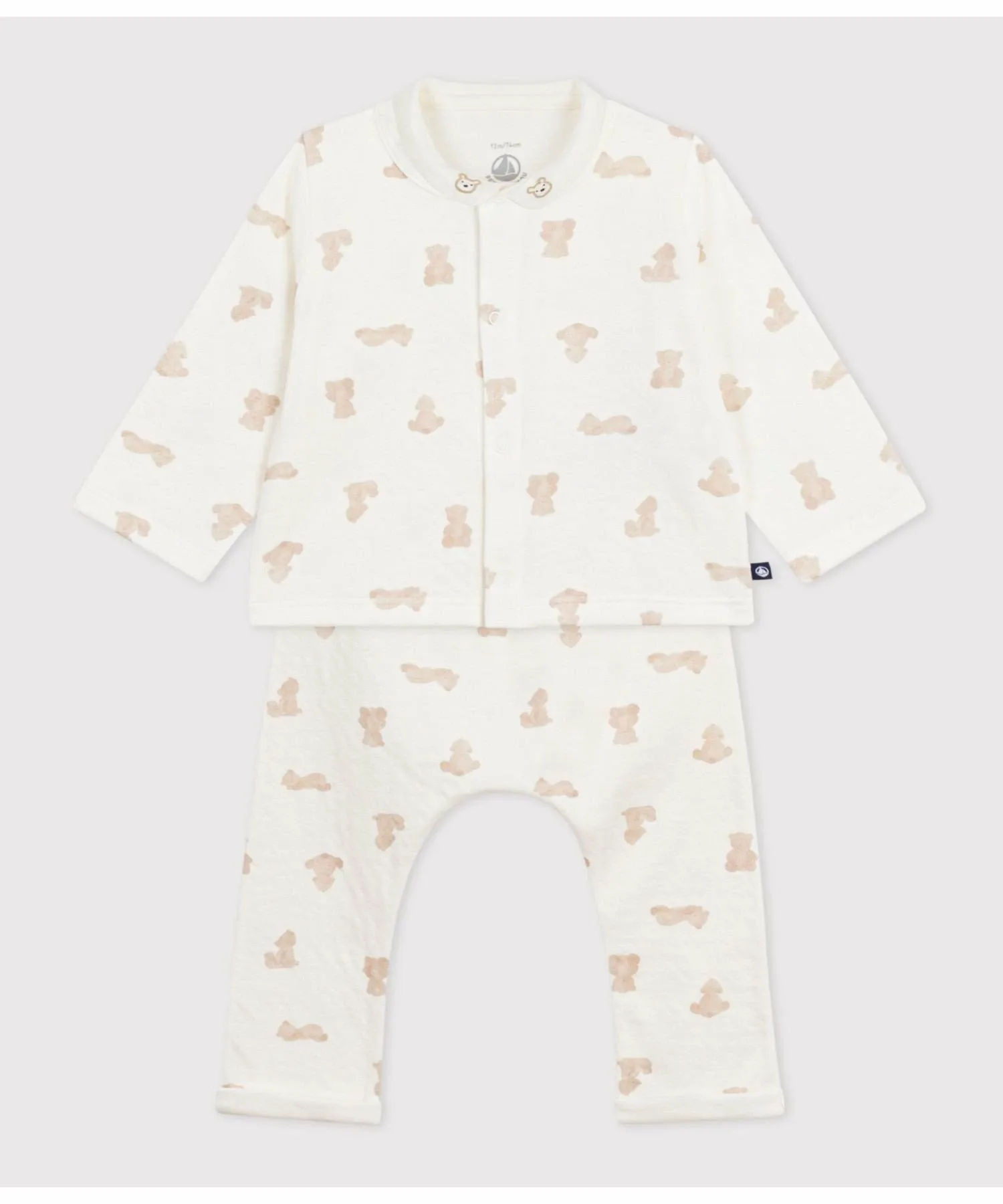 Детский комплект из 3 предметов с принтом медведя PETIT BATEAU, Off-white/white — фото 2