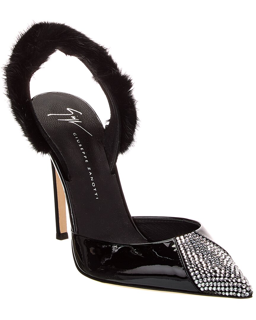 Патентованные туфли Giuseppe Zanotti Braquel 105 с ремешком на пятке, черный