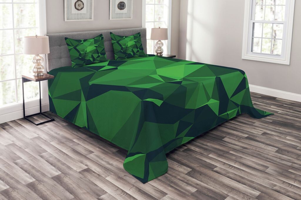 

ABAKUHAUS Комплект покрывала Celtic Green, Abstract Poly, комплект с моющимися наволочками, для односпальных кроватей 264 x 220 см, Fern Green Dark Green