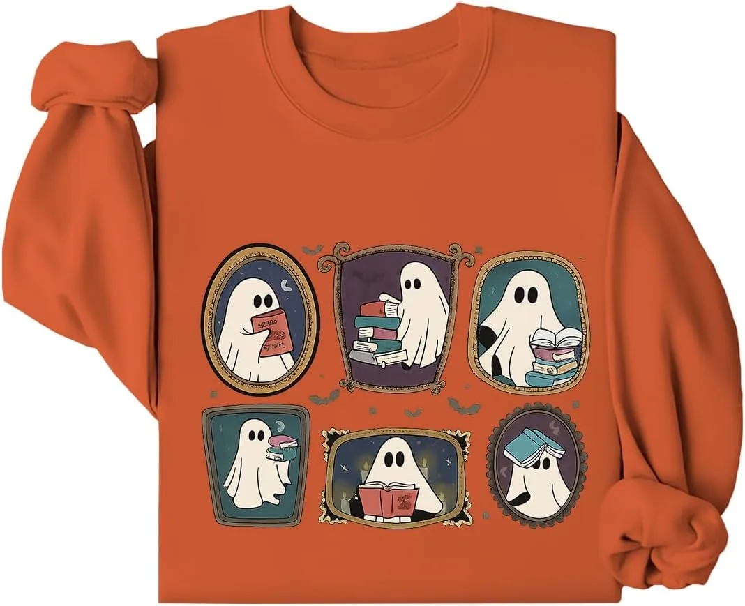 

Свитшот с принтом Ghost Reading Books