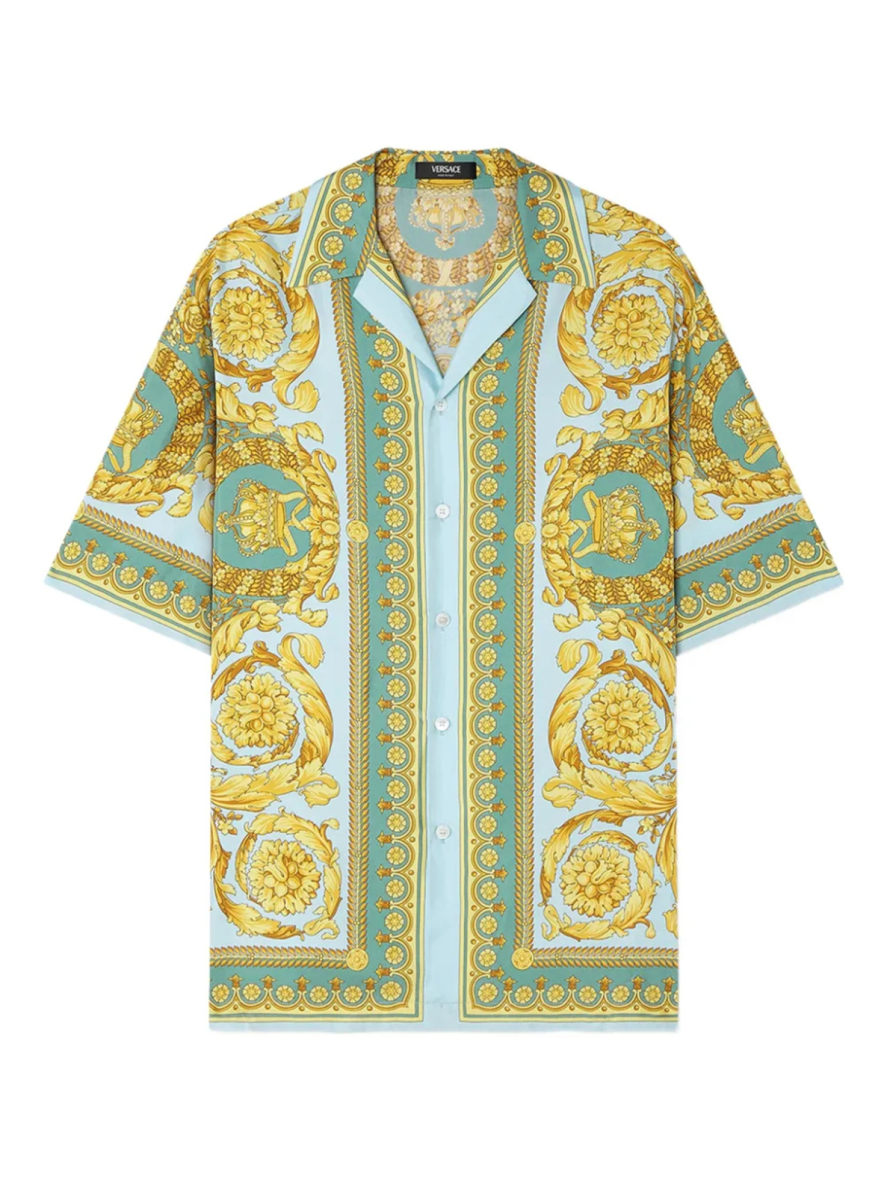 

Рубашка с короткими рукавами и принтом Versace Barocco, зеленый
