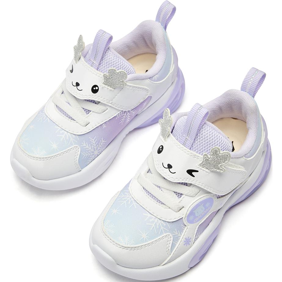 QIAODAN Скользостойкие износостойкие низкие детские ботинки White Purple Infant And Toddler — фото 4