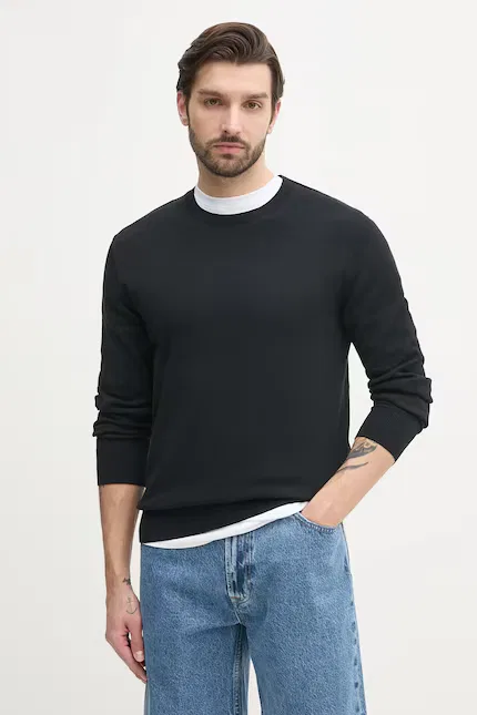 Свитер из хлопка модель Calvin Klein, черный