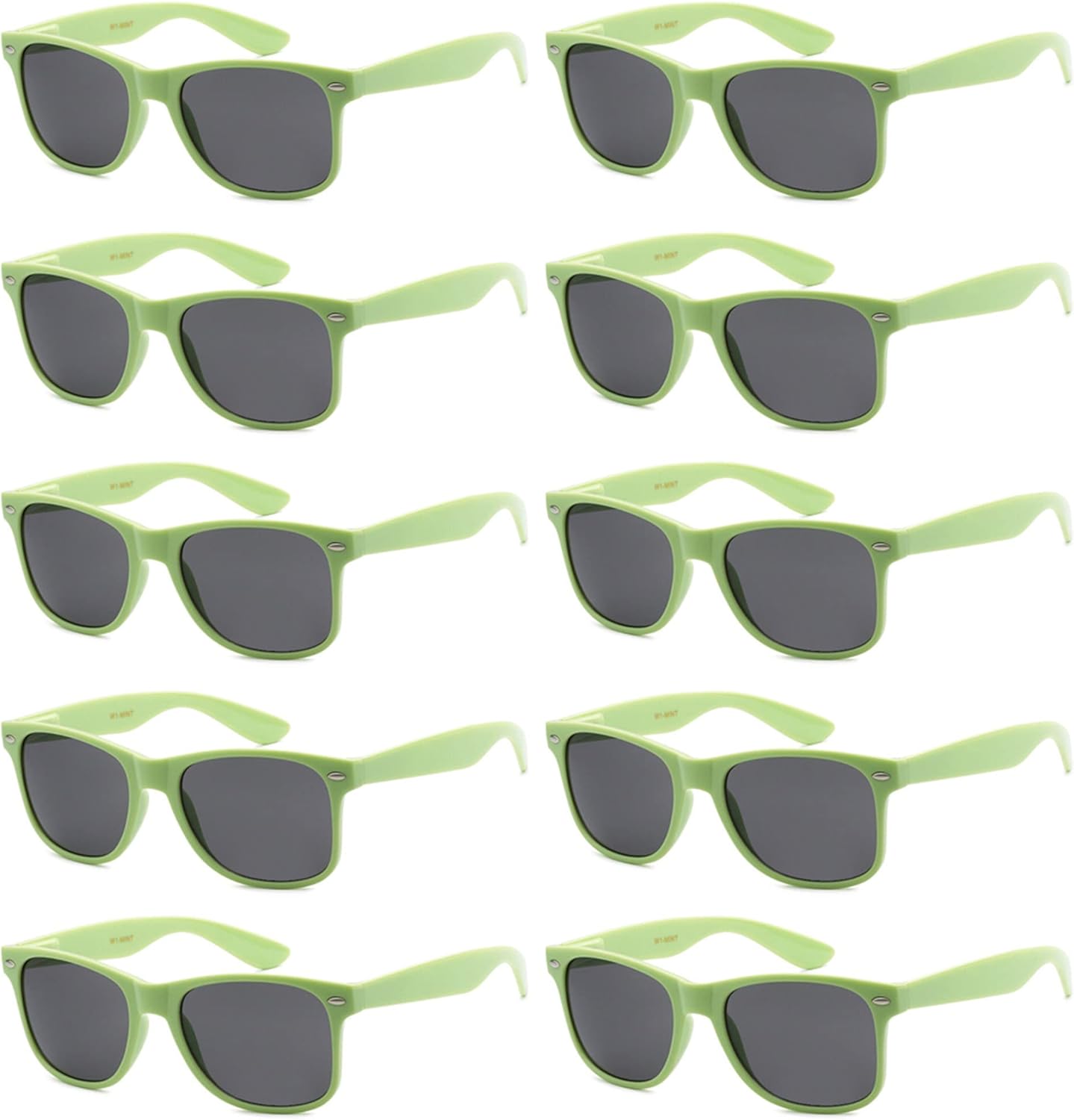 

Солнцезащитные очки с защитой от УФ-излучения для мужчин и женщин – легкие и прочные, унисекс, в стиле ретро 80-х, с гибкими шарнирами, упаковка из 10 штук Got Shades, Cool Mint Green | Smoke