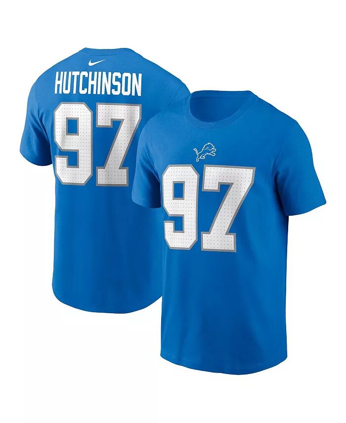 

Футболка мужская Nike Aidan Hutchinson Blue Detroit Lions с именем и номером Fanatics