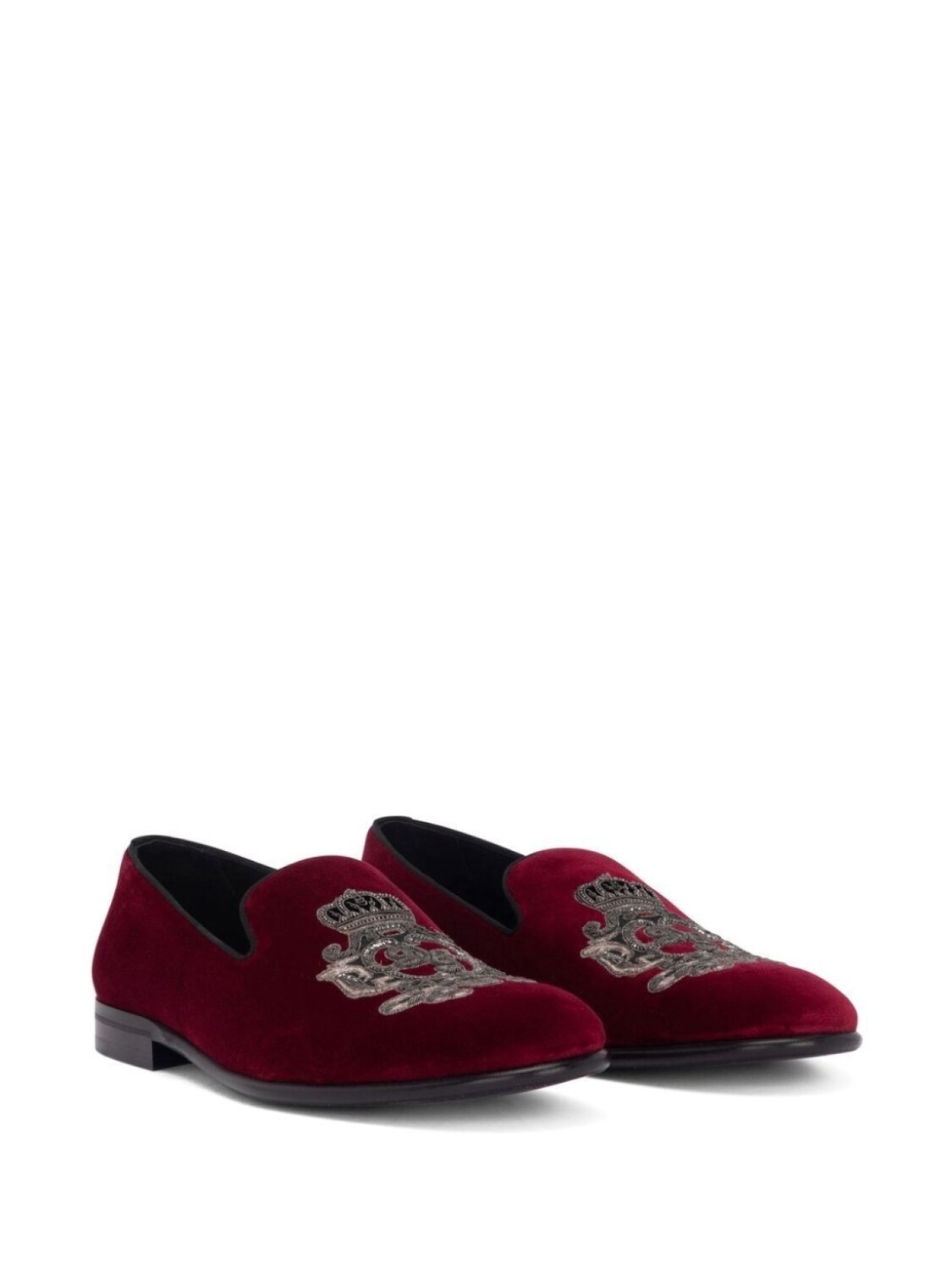 Dolce & Gabbana бархатные слиперы с вышивкой, красный — фото 2