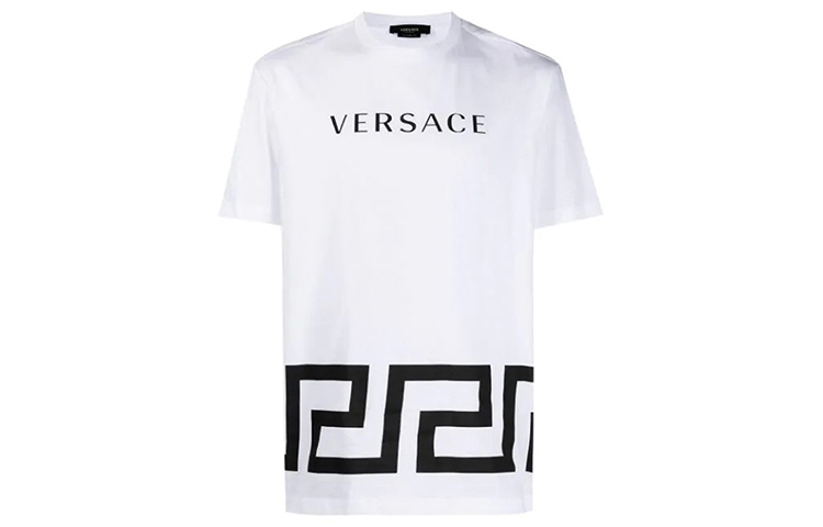 VERSACE Футболка мужская белая с круглым вырезом умеренного прямого кроя — фото 3