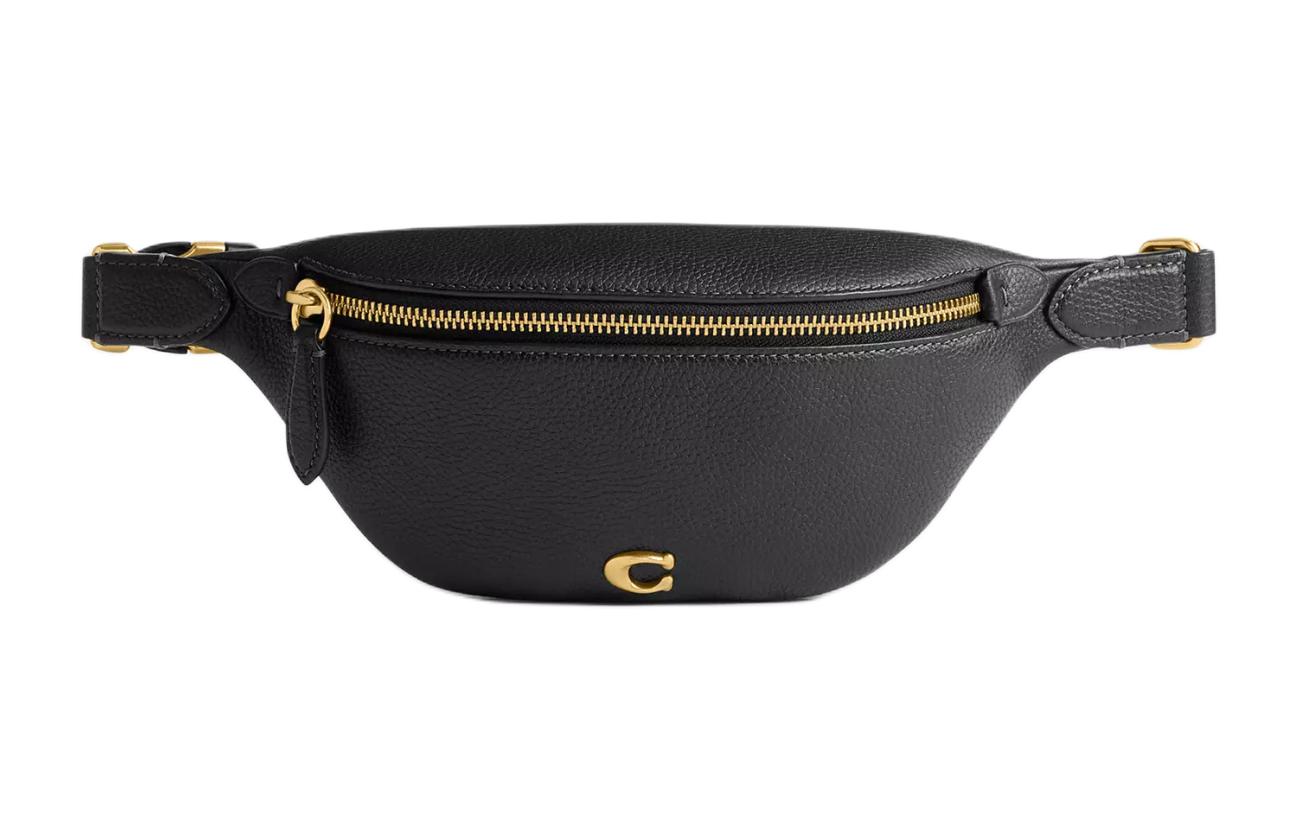 

Кожаная поясная сумка большого размера женская черная COACH