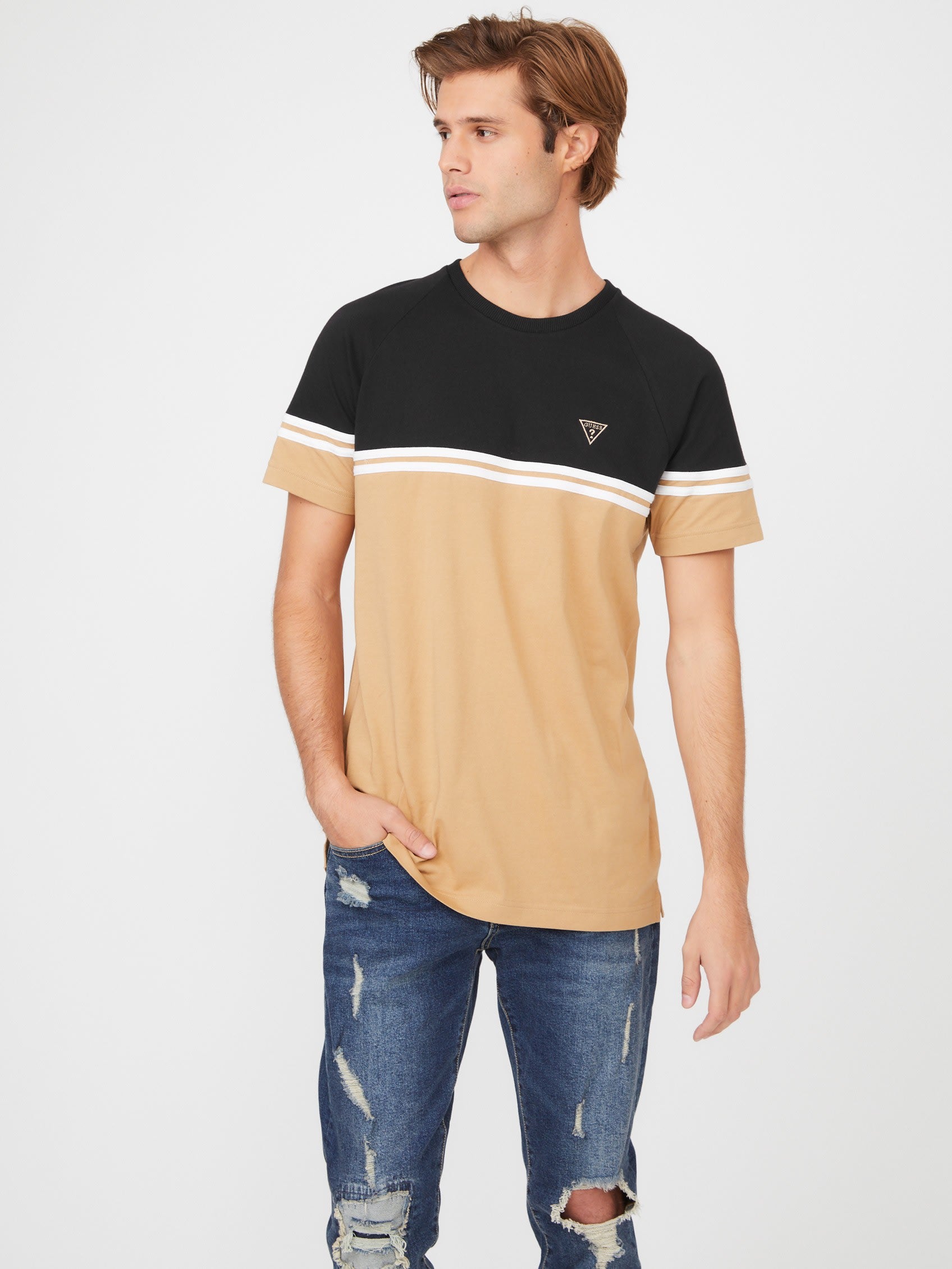 

Футболка Eco Kido Color-Block Guess Factory, цвет toasted taupe