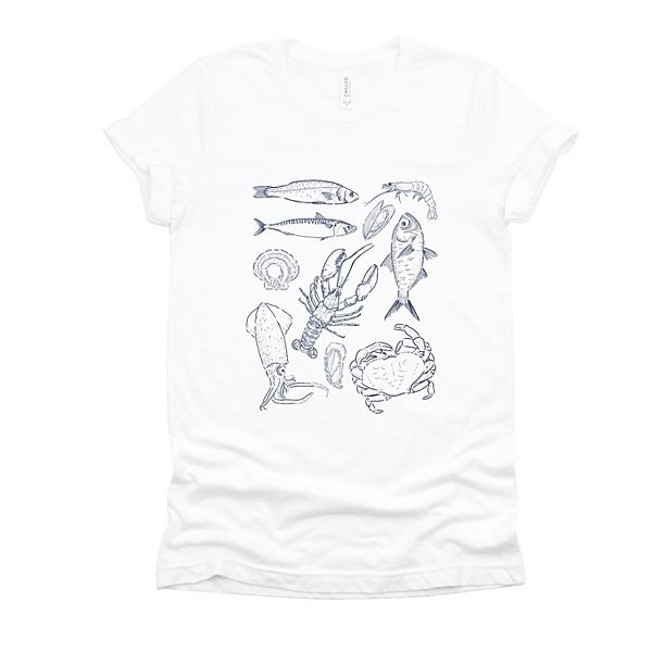 

Футболка с принтом морских существ Simply Sage Market, White