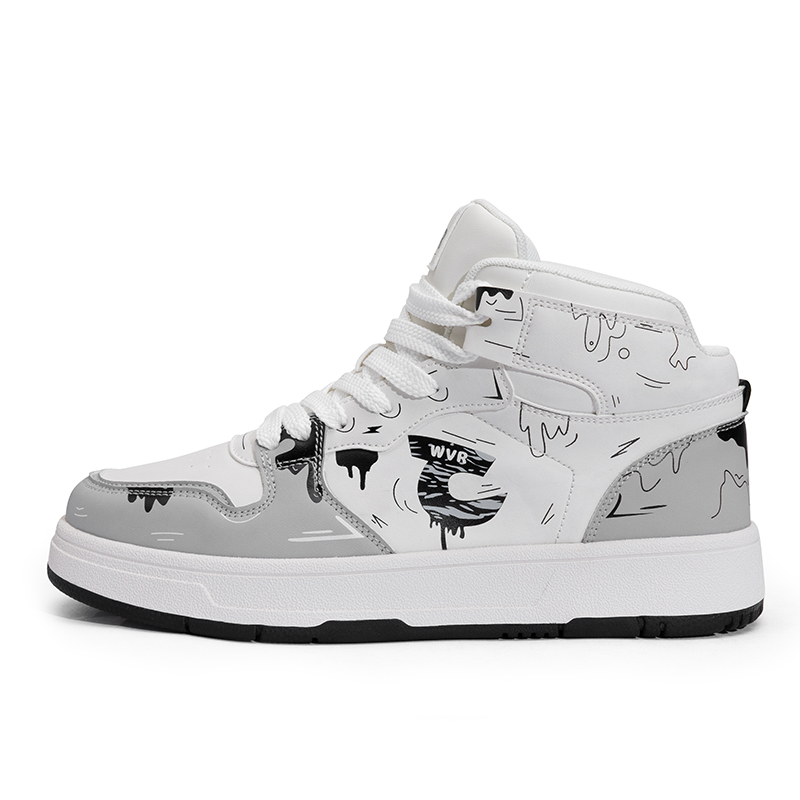 

JWVR Скользоустойчивые износостойкие высокие скейтерские кроссовки унисекс бело-серые (с флисовой подкладкой), цвет White Gray (Fleece-Lined)