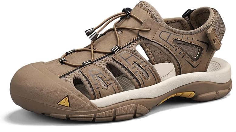 

Мужские походные спортивные сандалии с закрытым носком для активного отдыха, повседневные пляжные туфли, противоскользящие водные тапочки, легкие и удобные Asifn, коричневый