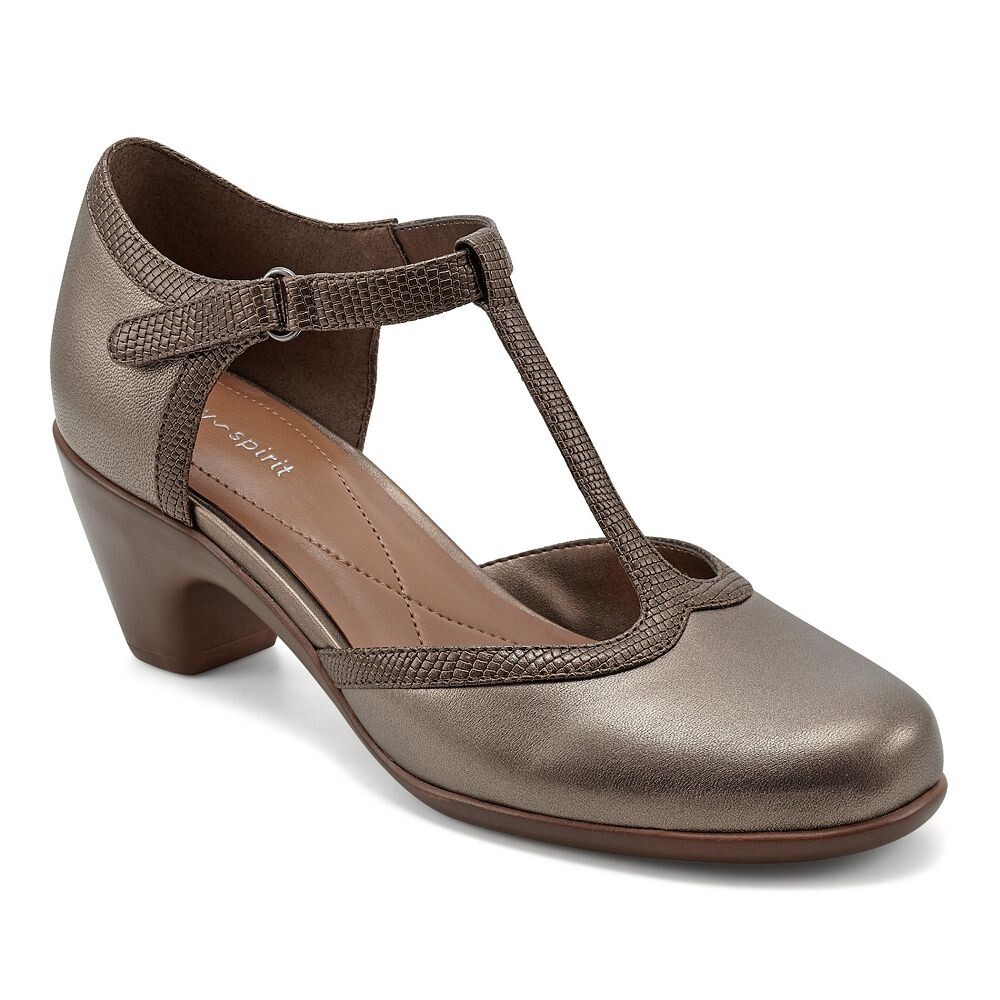 Женские туфли-лодочки Easy Spirit Cara с регулируемым Т-образным ремешком, цвет Bronze Leather