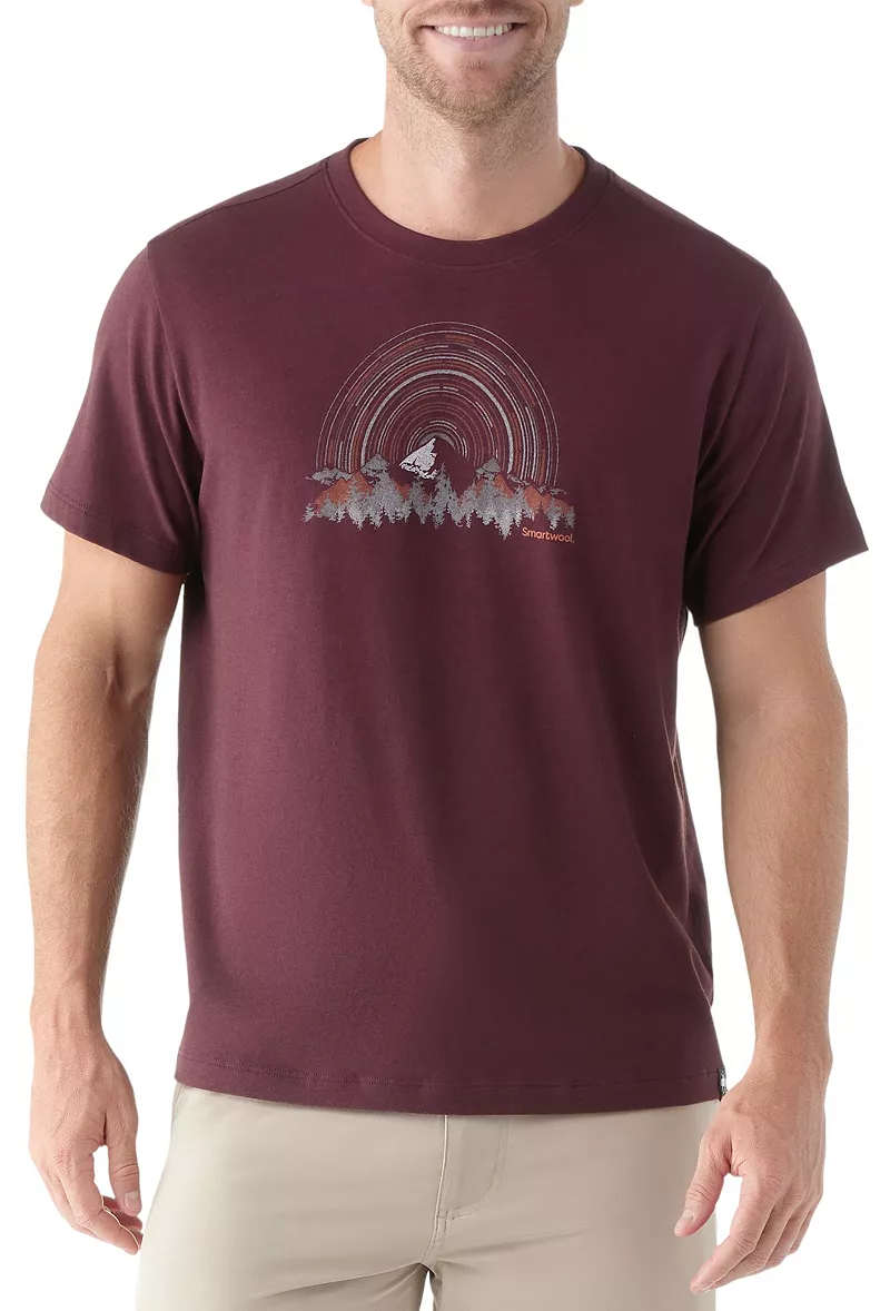 

SmartWool Мужская футболка Never Summer Mountain с короткими рукавами и рисунком гор, цвет Eggplant