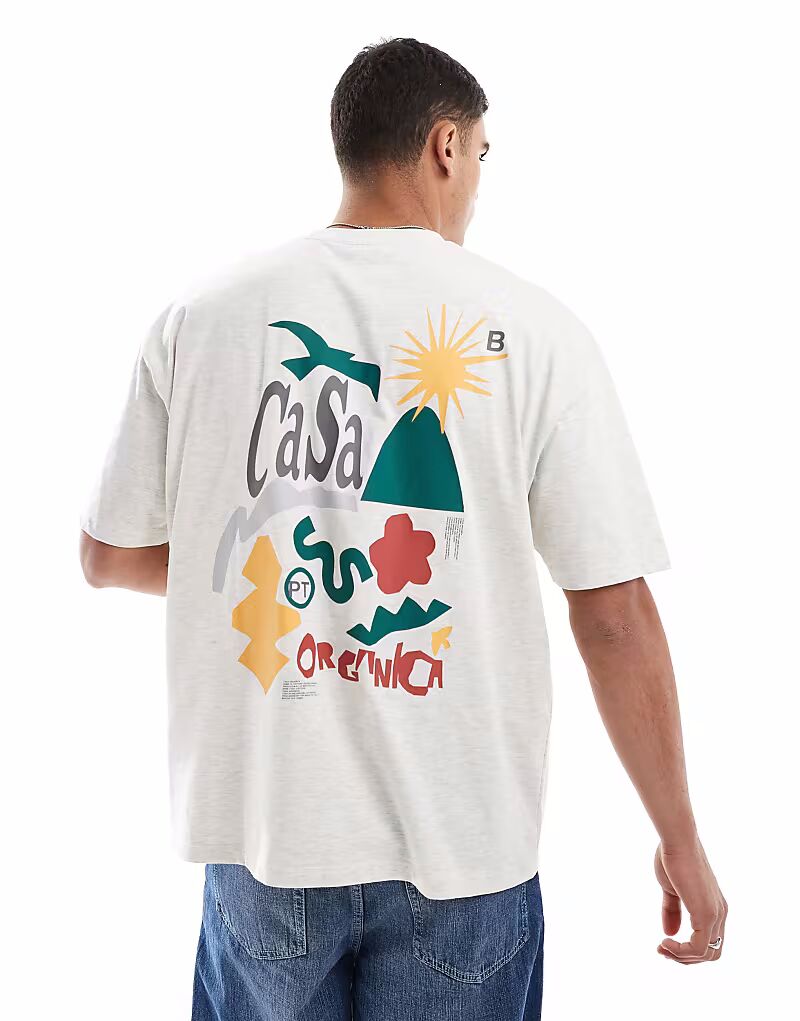 

Футболка свободного кроя из с принтом на спине Asos Design, бежевый