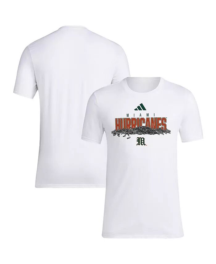 

Мужская белая бейсбольная футболка Miami Hurricanes с изображением семян подсолнечника adidas