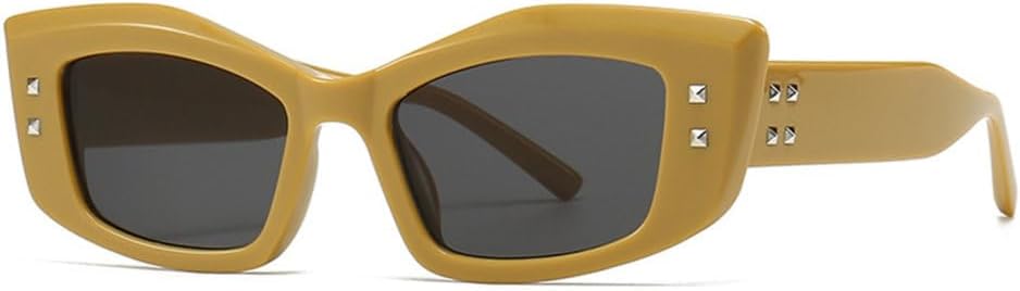 

Солнцезащитные очки MUTYNE Retro Cat Eye Rivet для женщин, модные квадратные солнцезащитные очки с широкими краями, защитные очки для мужчин, очки для водителей, Yellow Black
