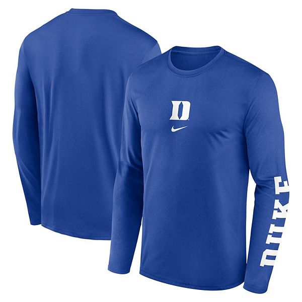 

Мужская футболка с длинным рукавом royal duke blue devils primetime center lockup two-hit legend Nike