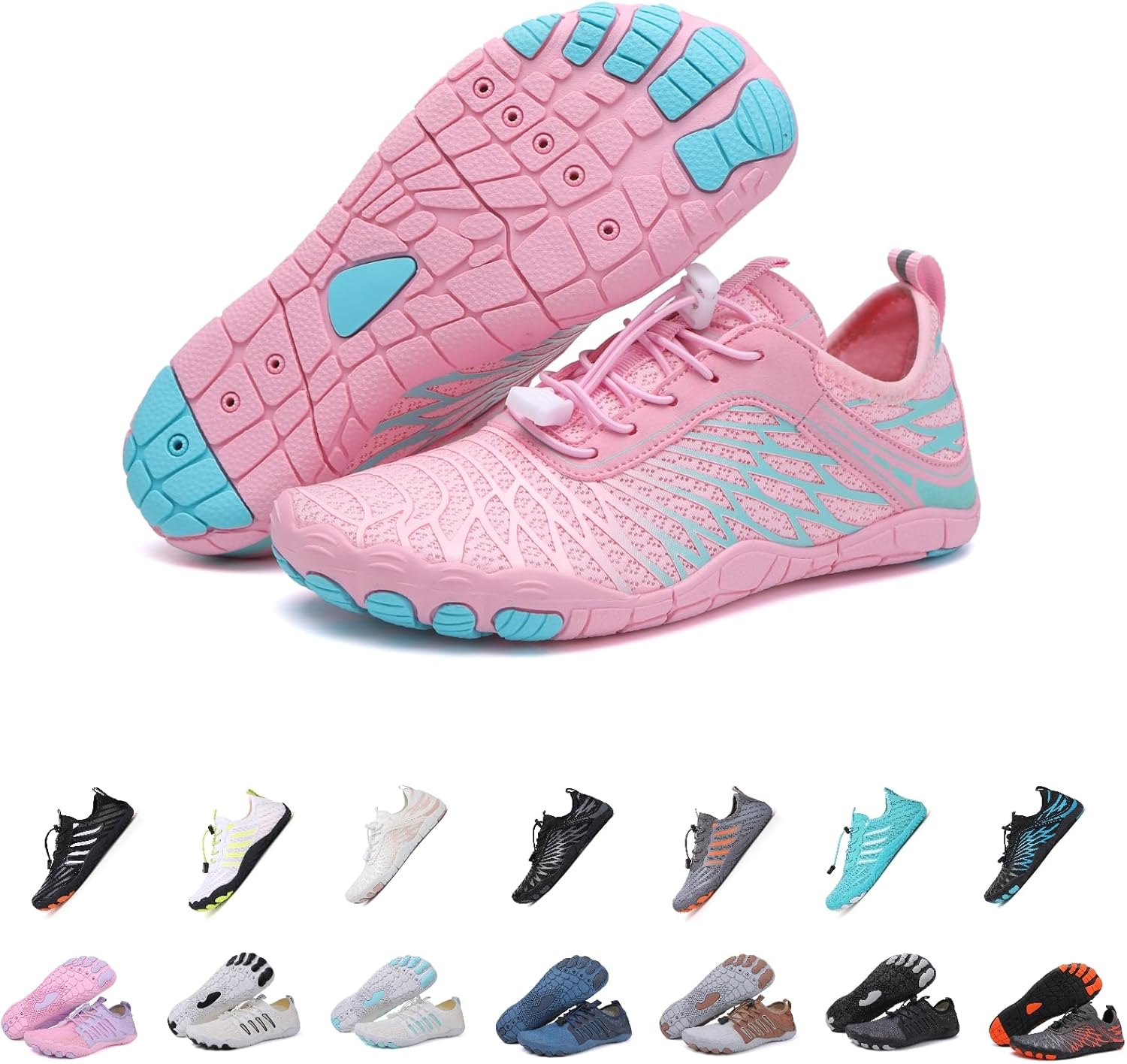 

Кроссовки для походов для женщин, новые походные кроссовки для мужчин и женщин, нескользящая обувь для трейла, обувь для походов, дышащая с широким носком Kaeril, синий/розовый