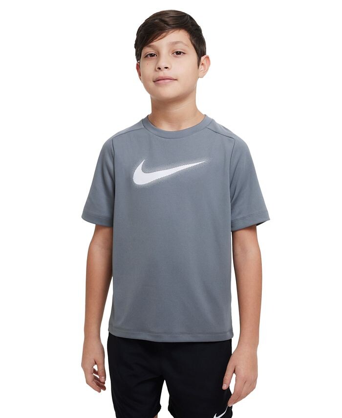 

Тренировочная футболка с логотипом Big Boys Dri-FIT Multi+ Nike, серый
