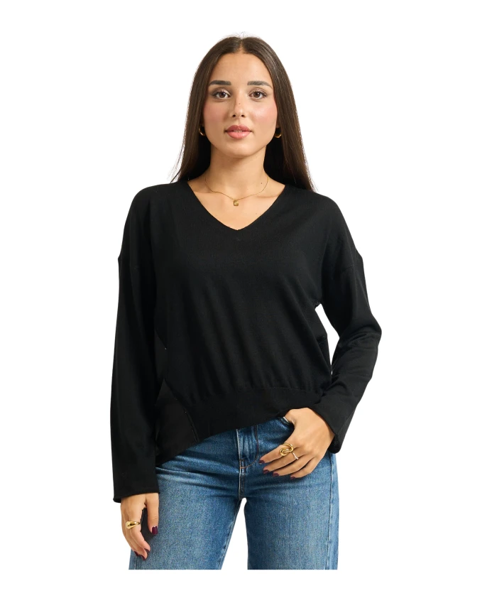 

Свободный свитер с V-образным вырезом Alessia Santi, черный