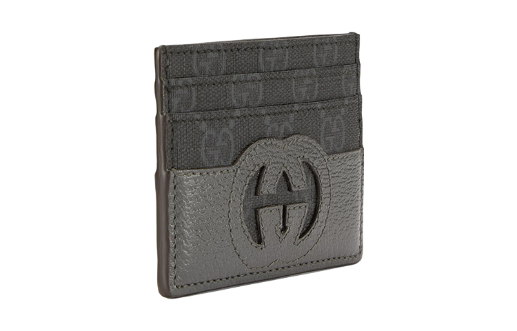 GUCCI Картхолдер GG Supreme Canvas With Leather Binding Men's Black & Gray — фото 3