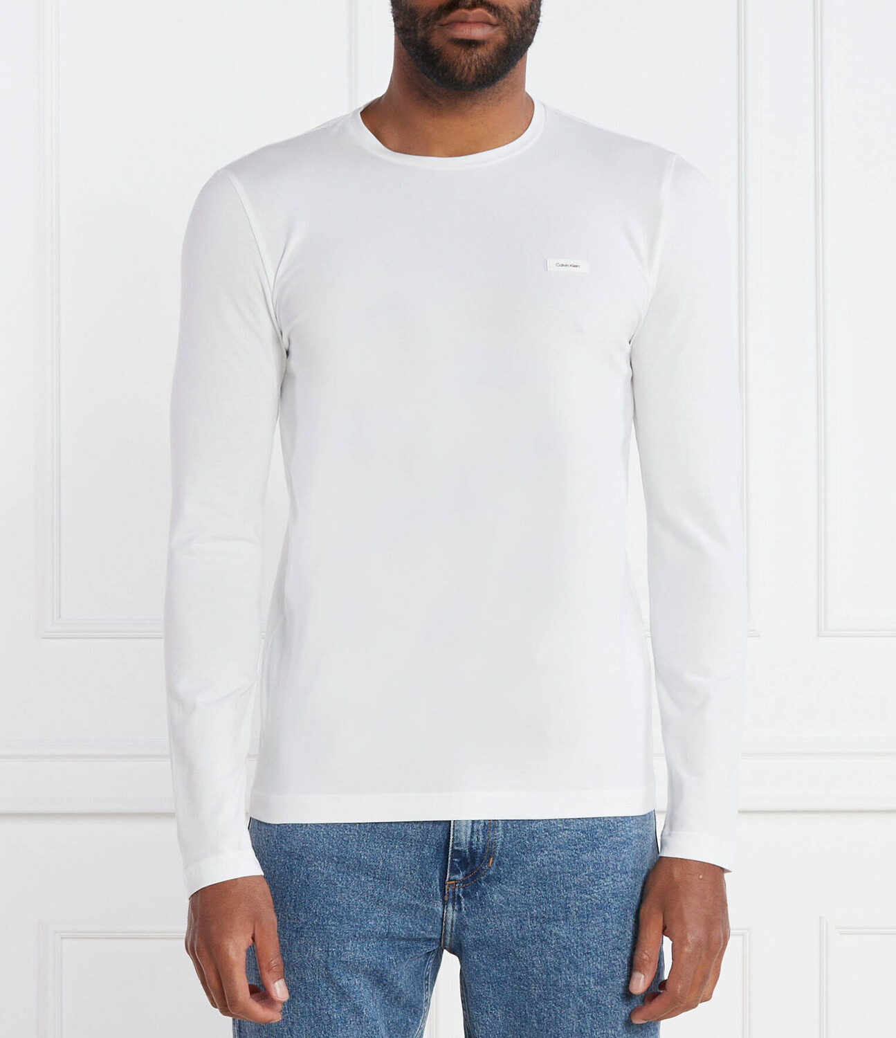

Лонгслив Calvin Klein Slim Fit stretch, белый