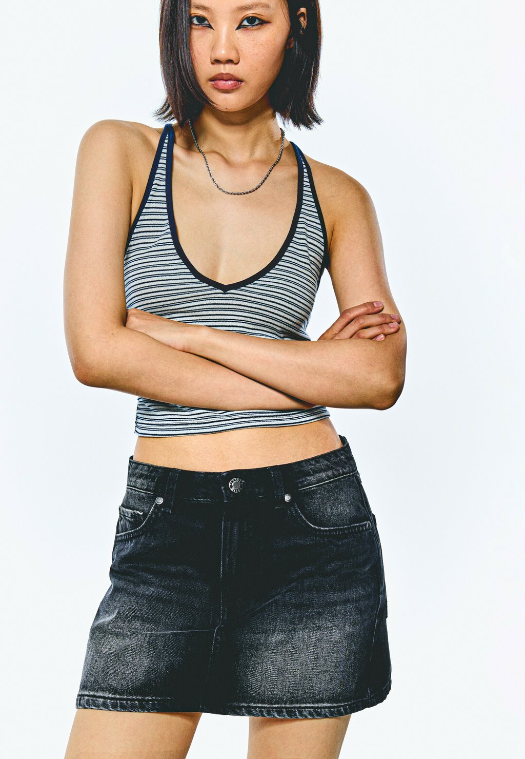 

Джинсовая юбка Mini skirt Bershka, черный