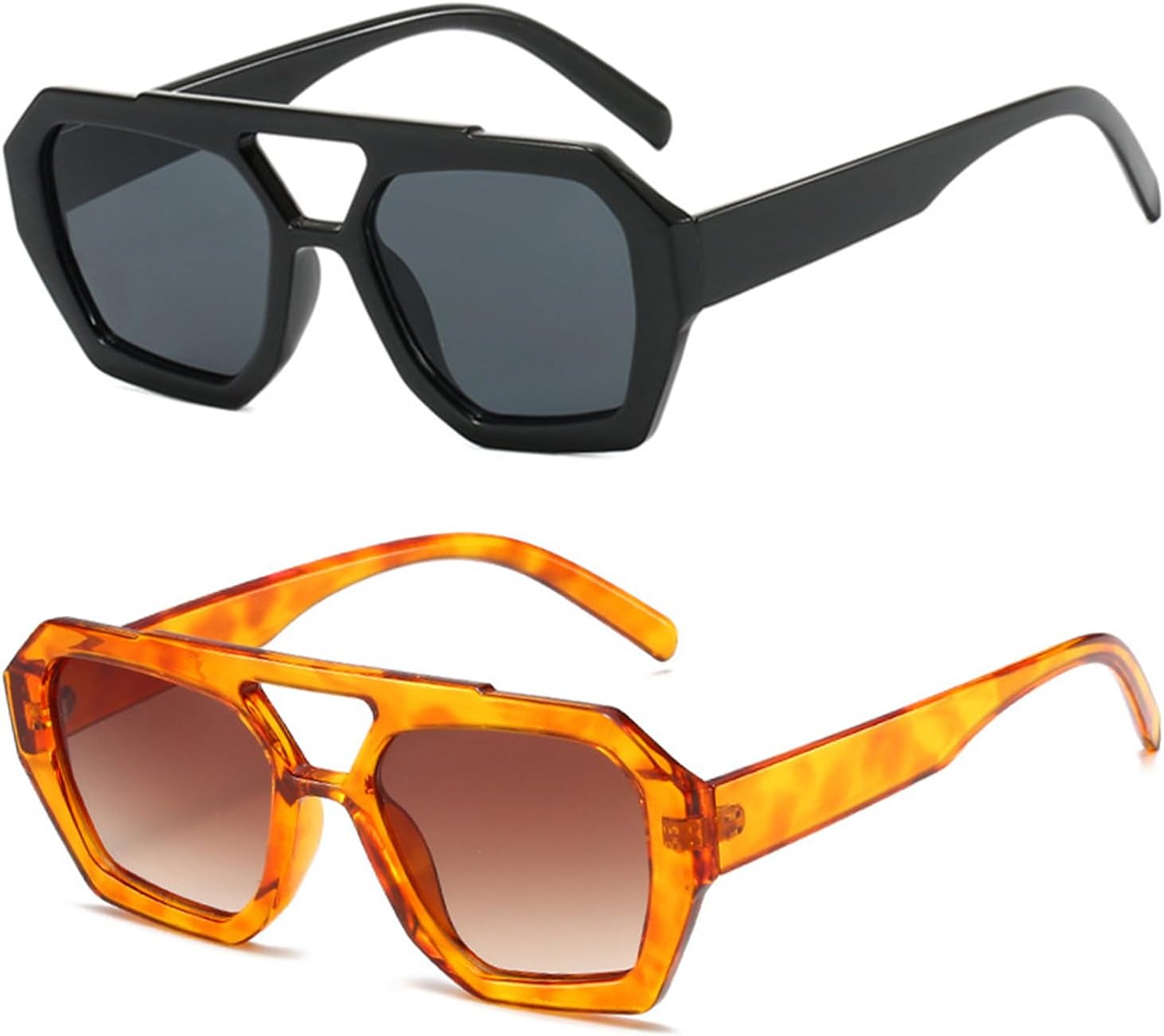 

Ретро-солнцезащитные очки-авиаторы 70-х годов, женские и мужские, шестиугольная, квадратная форма, модные, дизайнерские, винтажные, с двойной перемычкой, модель DSR039 DUMOK, Black/Tortoise