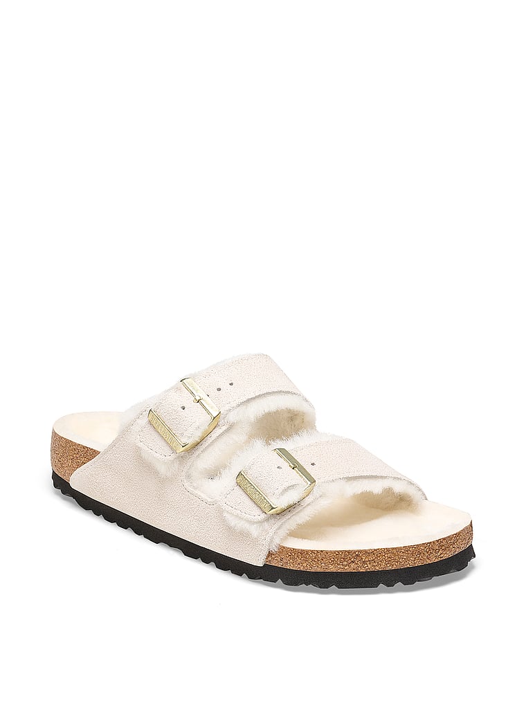 Сандалии из овчины и замши Arizona Birkenstock, белый