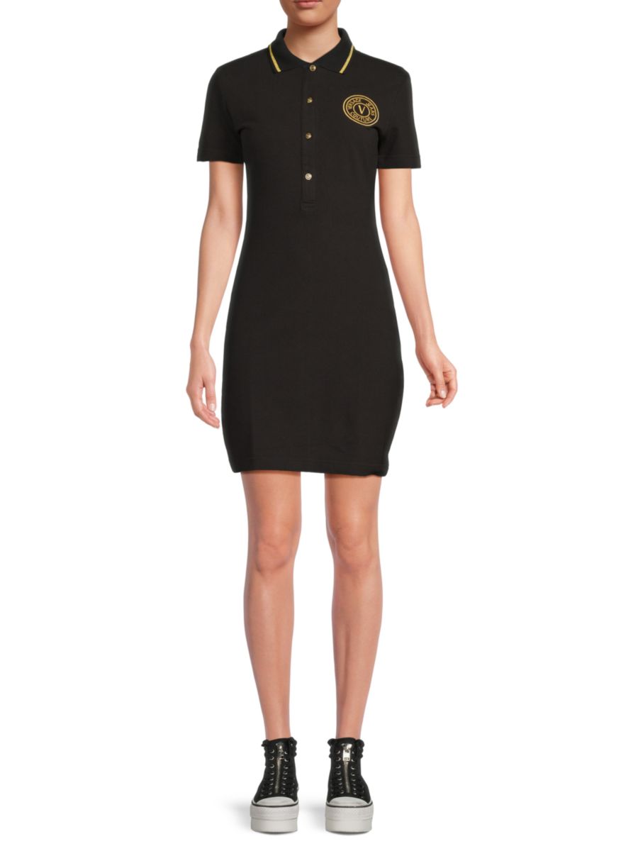 

Мини-платье-футляр с логотипом Polo Versace Jeans Couture, цвет Black Gold