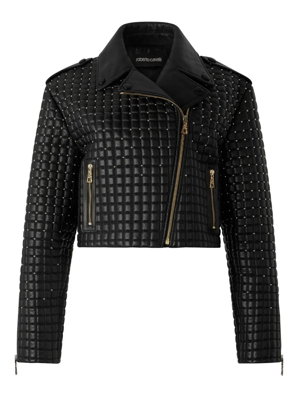 

Стеганая куртка с заклепками Roberto Cavalli, черный